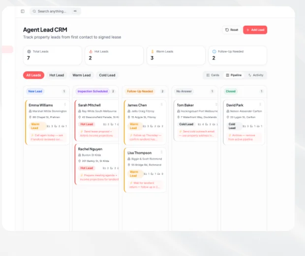 Agent Lead CRM: landlord pipeline inside BNB Success Software
